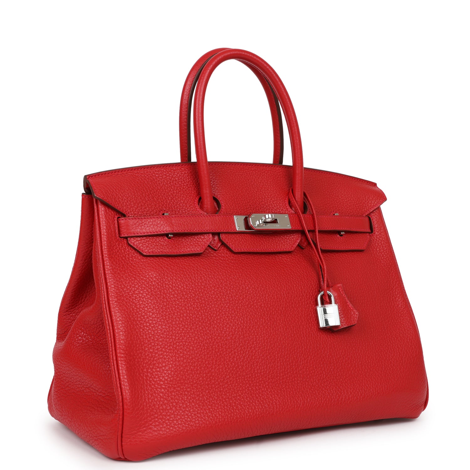 Top Quality HMS Birkin 35 Rouge Casaque Clemence Palladium Hardware