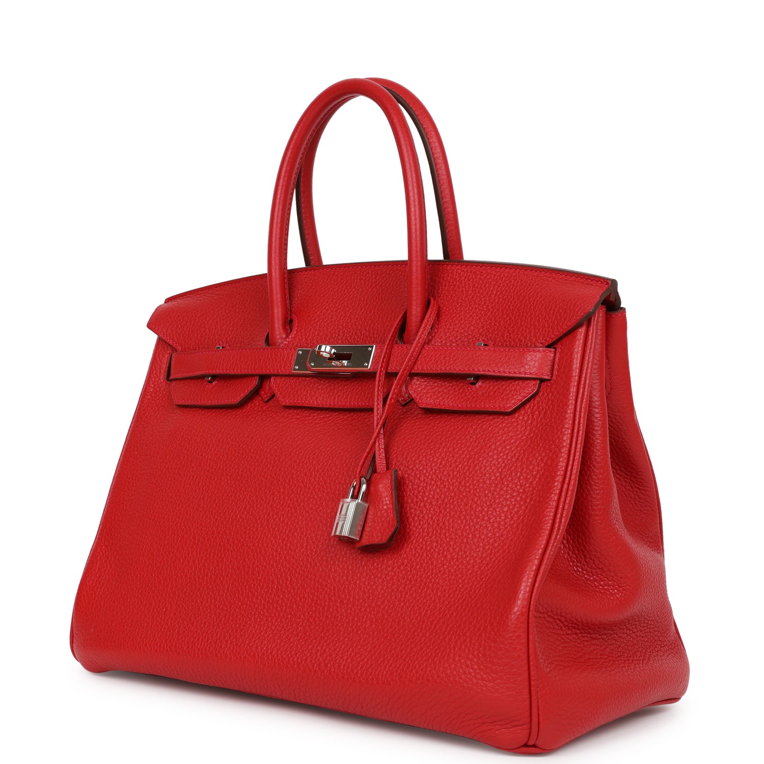 Top Quality HMS Birkin 35 Rouge Casaque Clemence Palladium Hardware