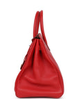 Top Quality HMS Birkin 35 Rouge Casaque Clemence Palladium Hardware