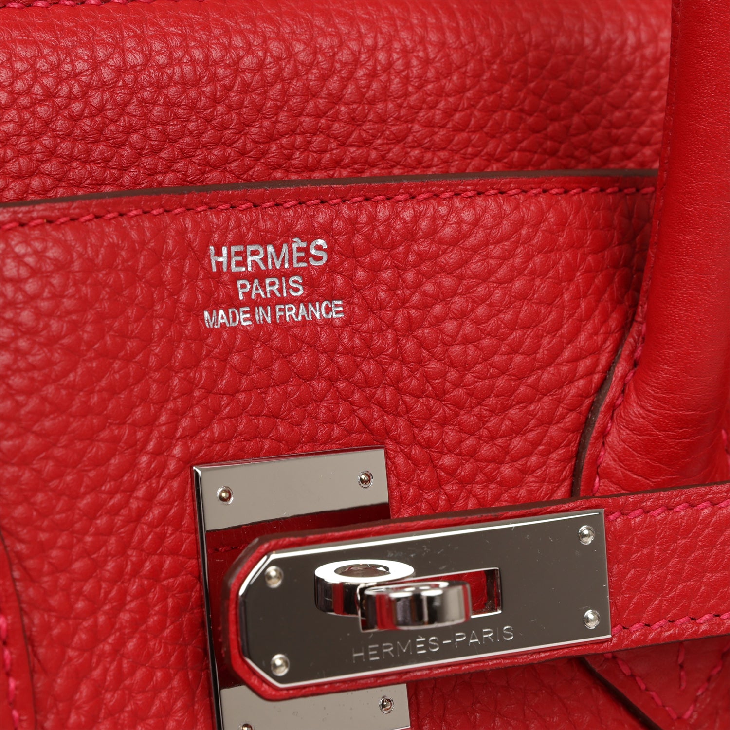 Top Quality HMS Birkin 35 Rouge Casaque Clemence Palladium Hardware