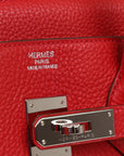 Top Quality HMS Birkin 35 Rouge Casaque Clemence Palladium Hardware