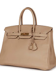 Top Quality HMS Birkin 35 Argile Swift Gold Hardware