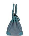 Vintage HMS Birkin 30 Denim and Blue Jean Gulliver Palladium Hardware