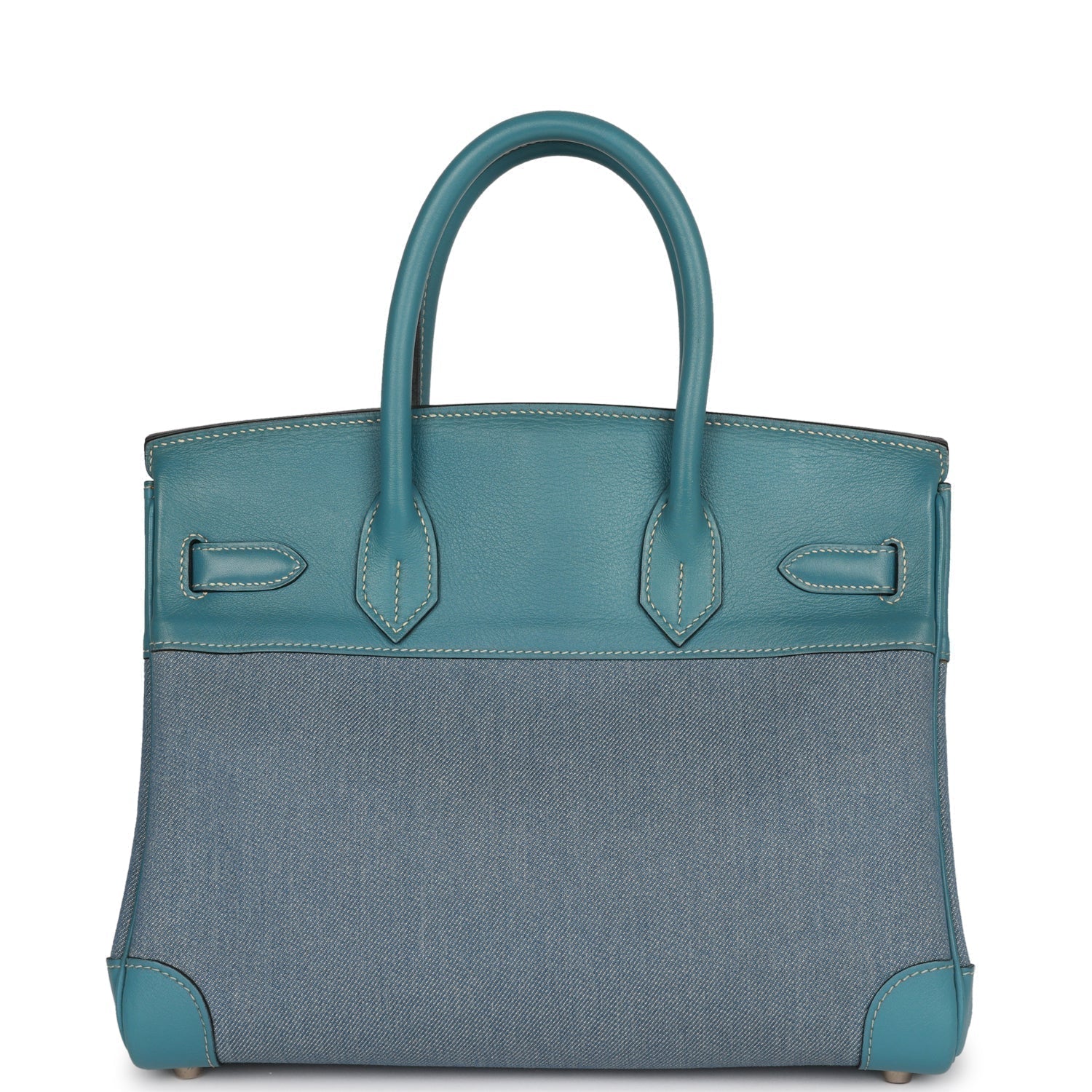 Vintage HMS Birkin 30 Denim and Blue Jean Gulliver Palladium Hardware