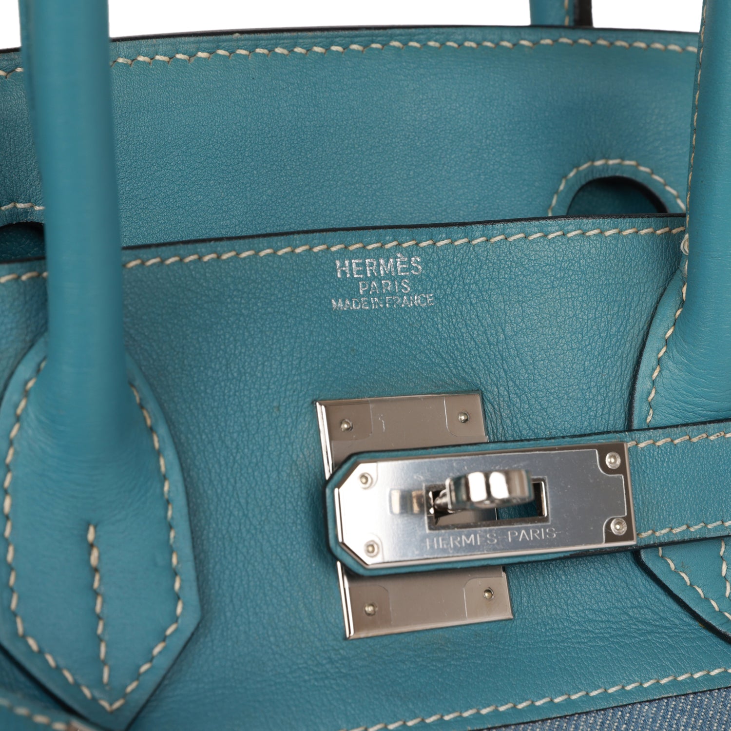 Vintage HMS Birkin 30 Denim and Blue Jean Gulliver Palladium Hardware