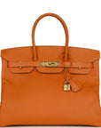 Top Quality HMS Birkin 35 Feu Epsom Gold Hardware