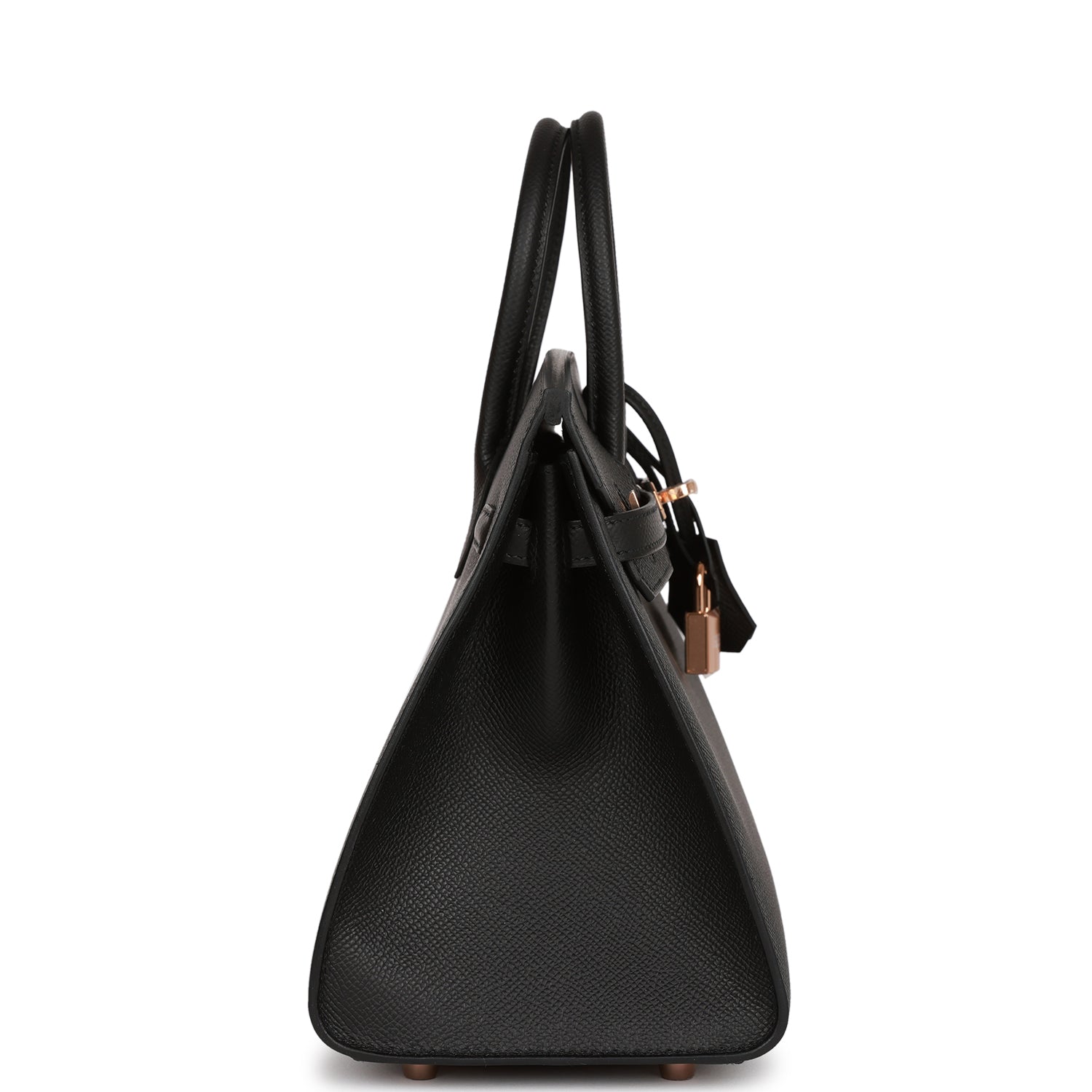 HMS Birkin Sellier 25 Black Epsom Rose Gold Hardware