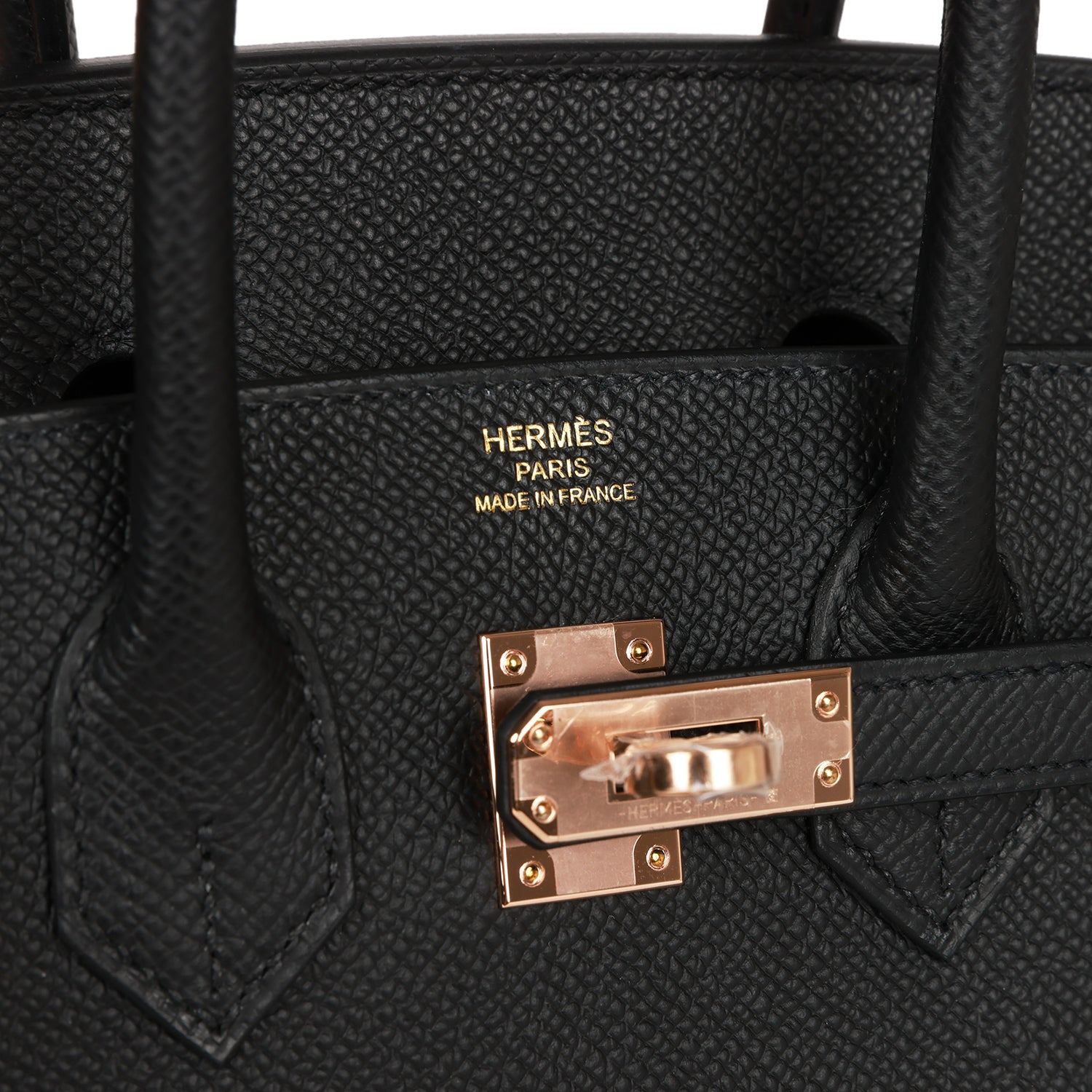 HMS Birkin Sellier 25 Black Epsom Rose Gold Hardware