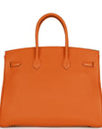 Top Quality HMS Birkin 35 Orange H Togo Palladium Hardware