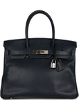 Top Quality HMS Birkin 30 Bleu Indigo Vache Liegee Palladium Hardware