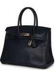Top Quality HMS Birkin 30 Bleu Indigo Vache Liegee Palladium Hardware