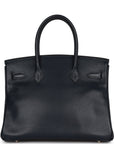 Top Quality HMS Birkin 30 Bleu Indigo Vache Liegee Palladium Hardware