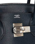 Top Quality HMS Birkin 30 Bleu Indigo Vache Liegee Palladium Hardware
