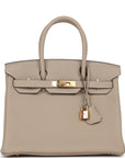HMS Birkin 30 Gris Tourterelle Togo Rose Gold Hardware