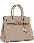 HMS Birkin 30 Gris Tourterelle Togo Rose Gold Hardware