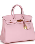 Top Quality HMS Birkin 25 Rose Sakura Swift Gold Hardware