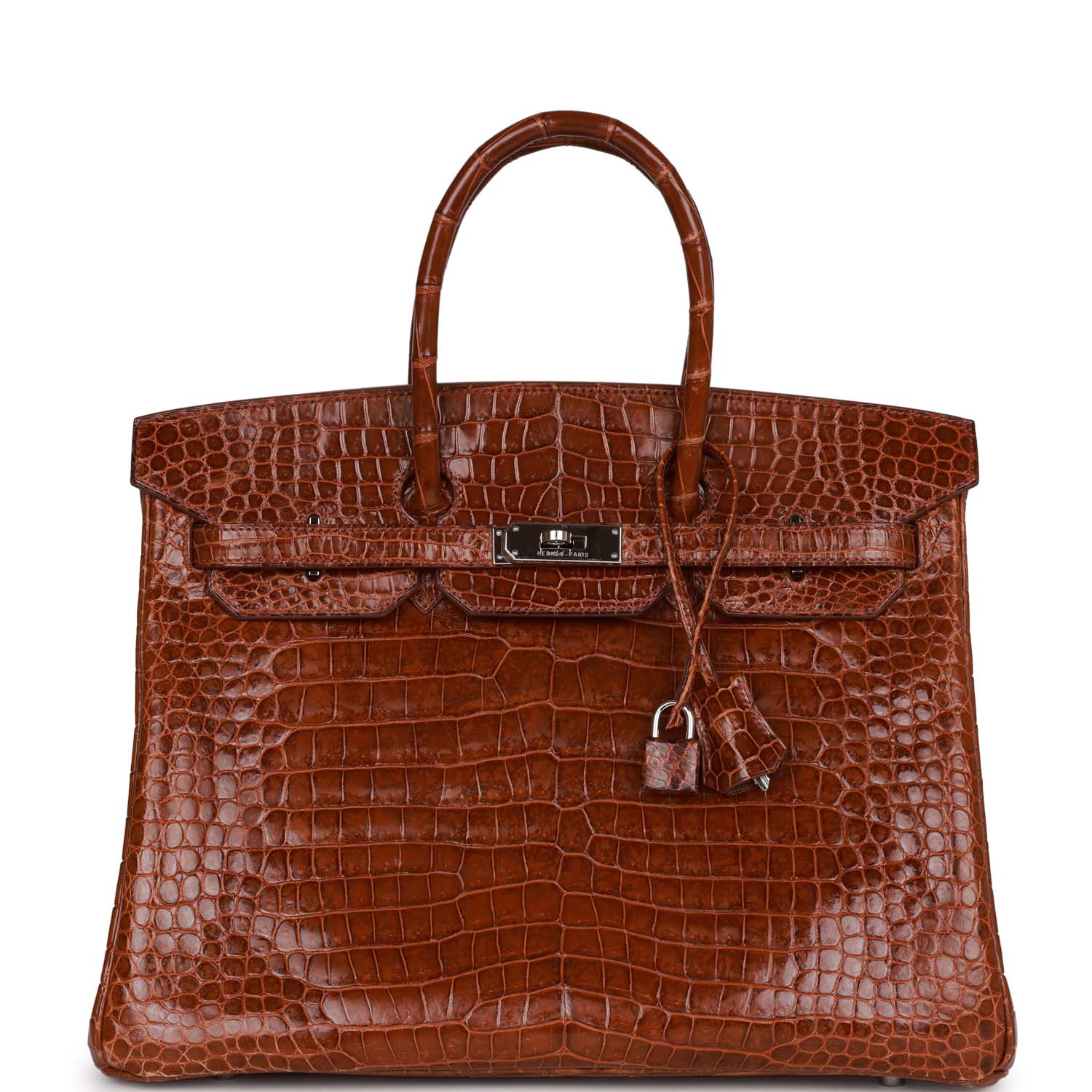 HMS Birkin 35 Miel Shiny Porosus Crocodile Palladium Hardware