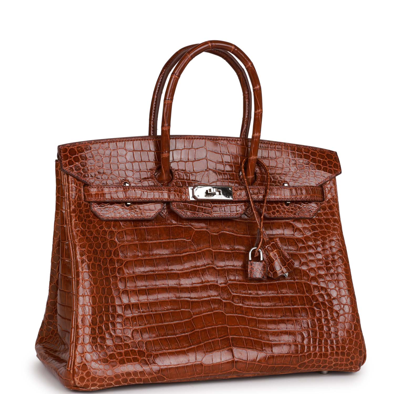 HMS Birkin 35 Miel Shiny Porosus Crocodile Palladium Hardware