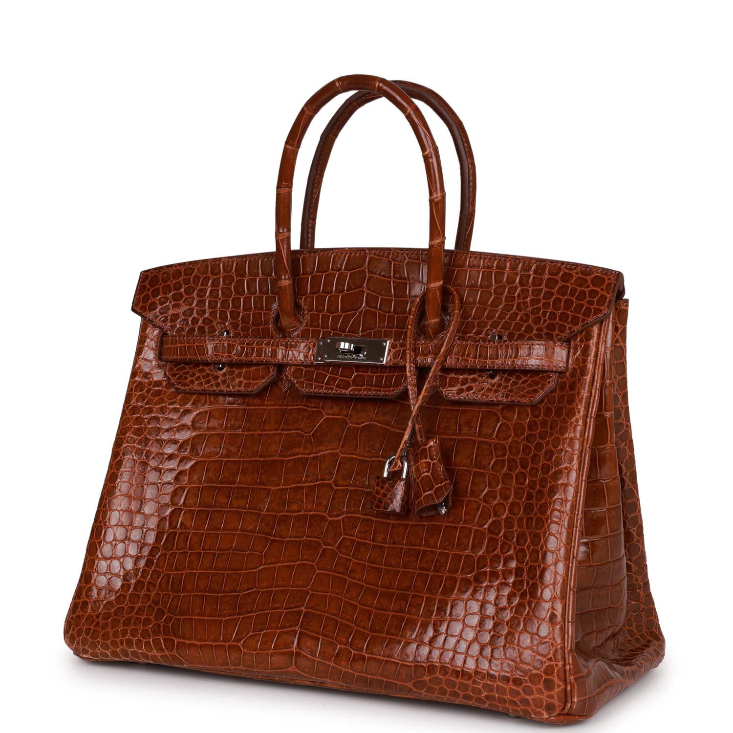 HMS Birkin 35 Miel Shiny Porosus Crocodile Palladium Hardware