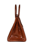 HMS Birkin 35 Miel Shiny Porosus Crocodile Palladium Hardware