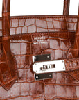 HMS Birkin 35 Miel Shiny Porosus Crocodile Palladium Hardware
