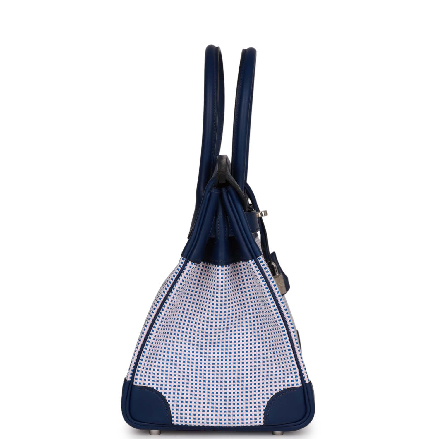 HMS Quadrille Birkin 30 Bleu Saphir Swift and Ecru Mauve Toile Palladium Hardware