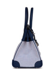 HMS Quadrille Birkin 30 Bleu Saphir Swift and Ecru Mauve Toile Palladium Hardware