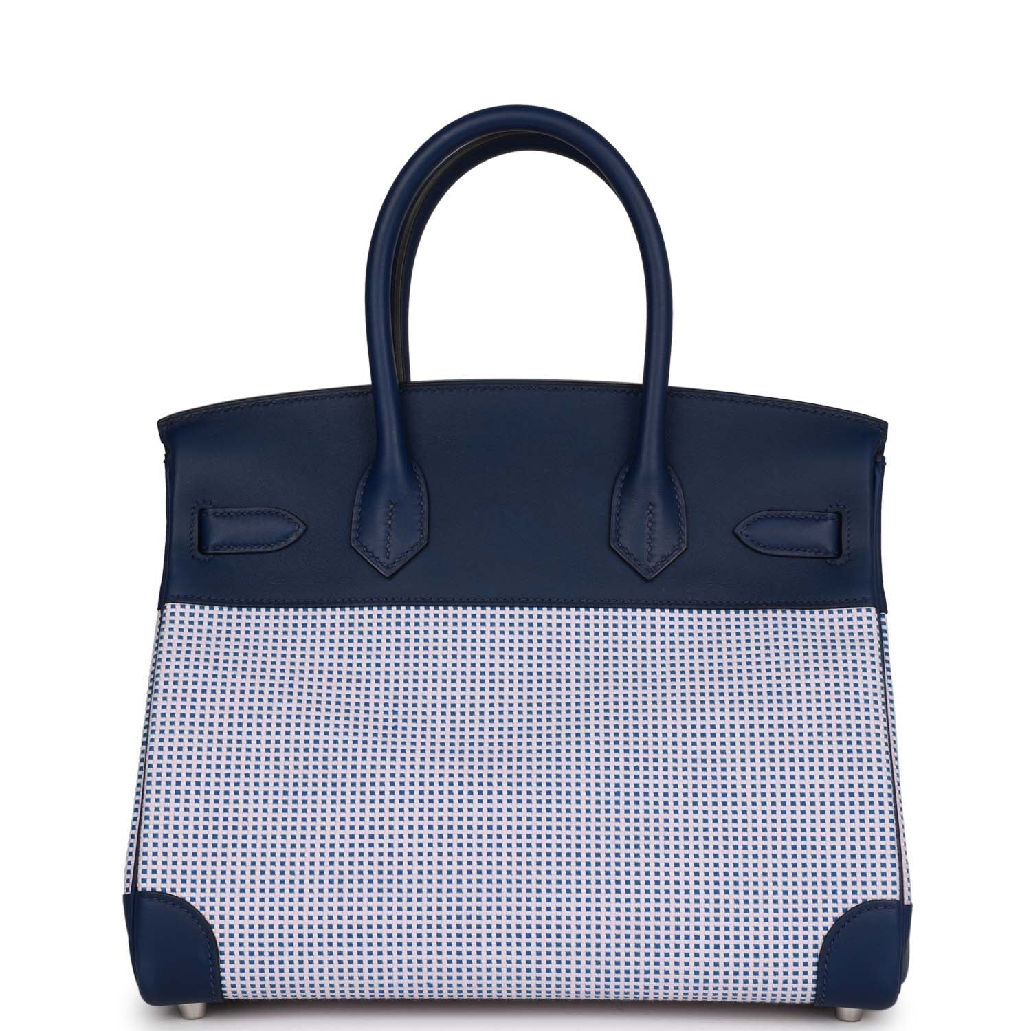 HMS Quadrille Birkin 30 Bleu Saphir Swift and Ecru Mauve Toile Palladium Hardware