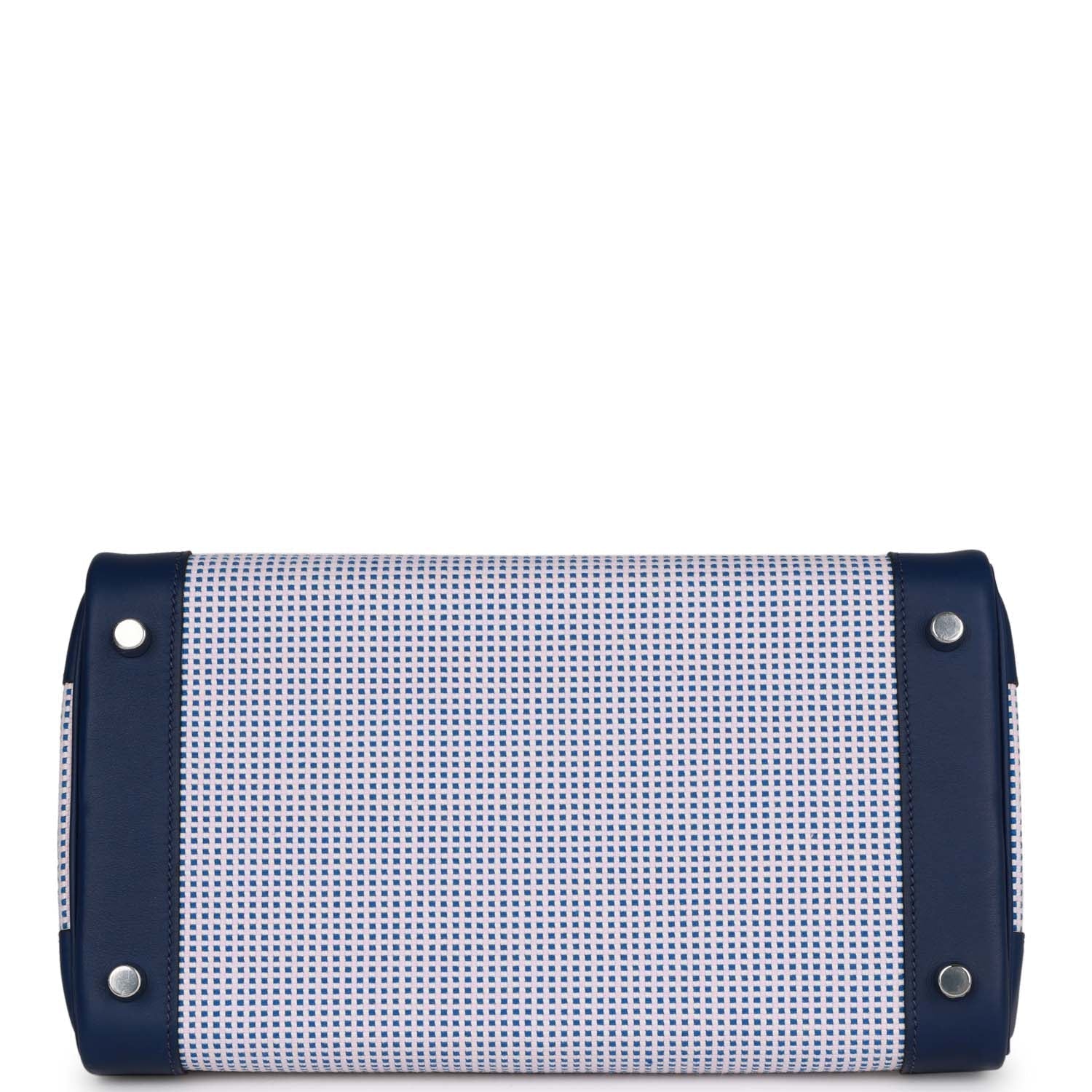 HMS Quadrille Birkin 30 Bleu Saphir Swift and Ecru Mauve Toile Palladium Hardware