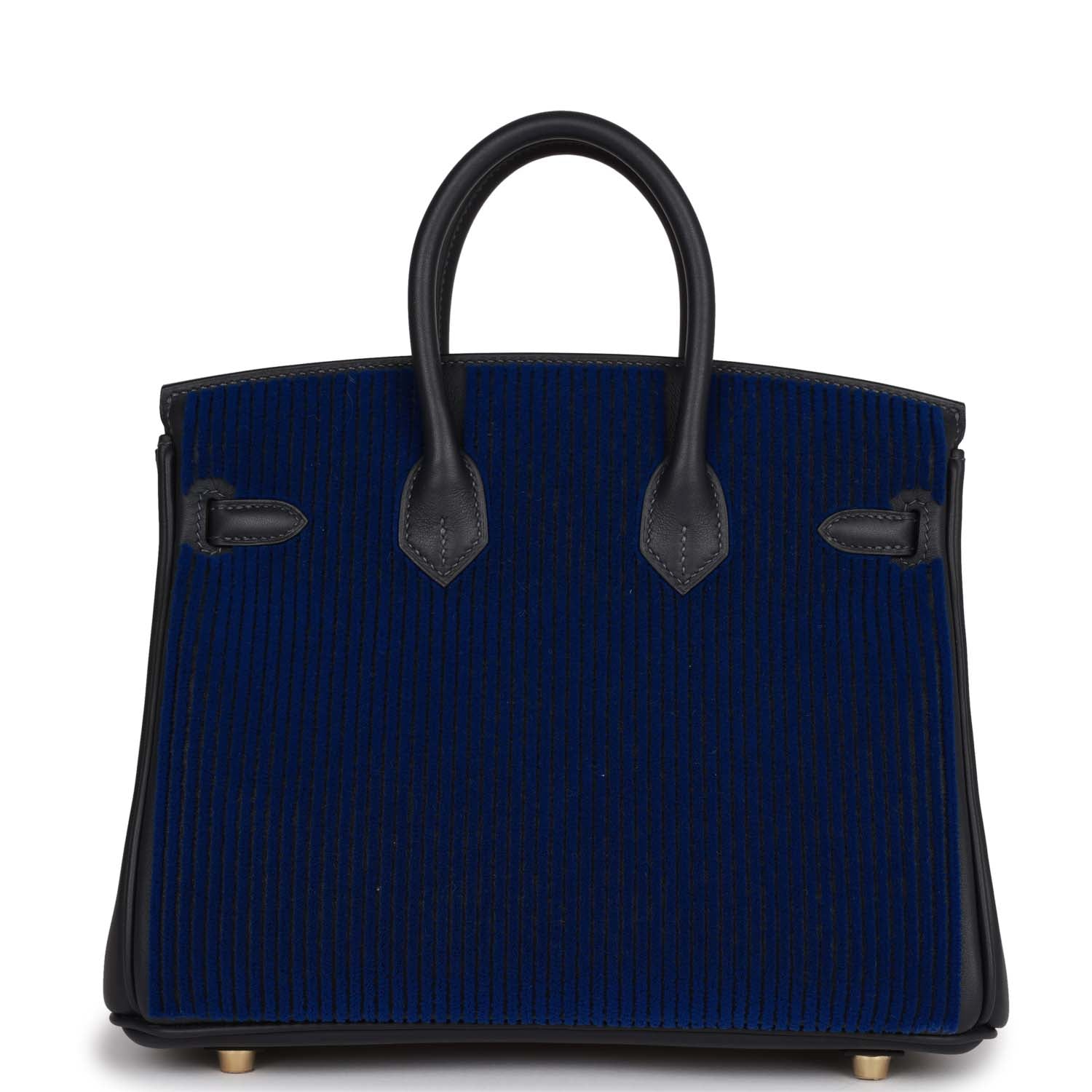 HMS Birkin 25 Cote-a-Cote Tuffetage Bleu Saphir and Caban Swift Permabrass Hardware