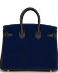 HMS Birkin 25 Cote-a-Cote Tuffetage Bleu Saphir and Caban Swift Permabrass Hardware