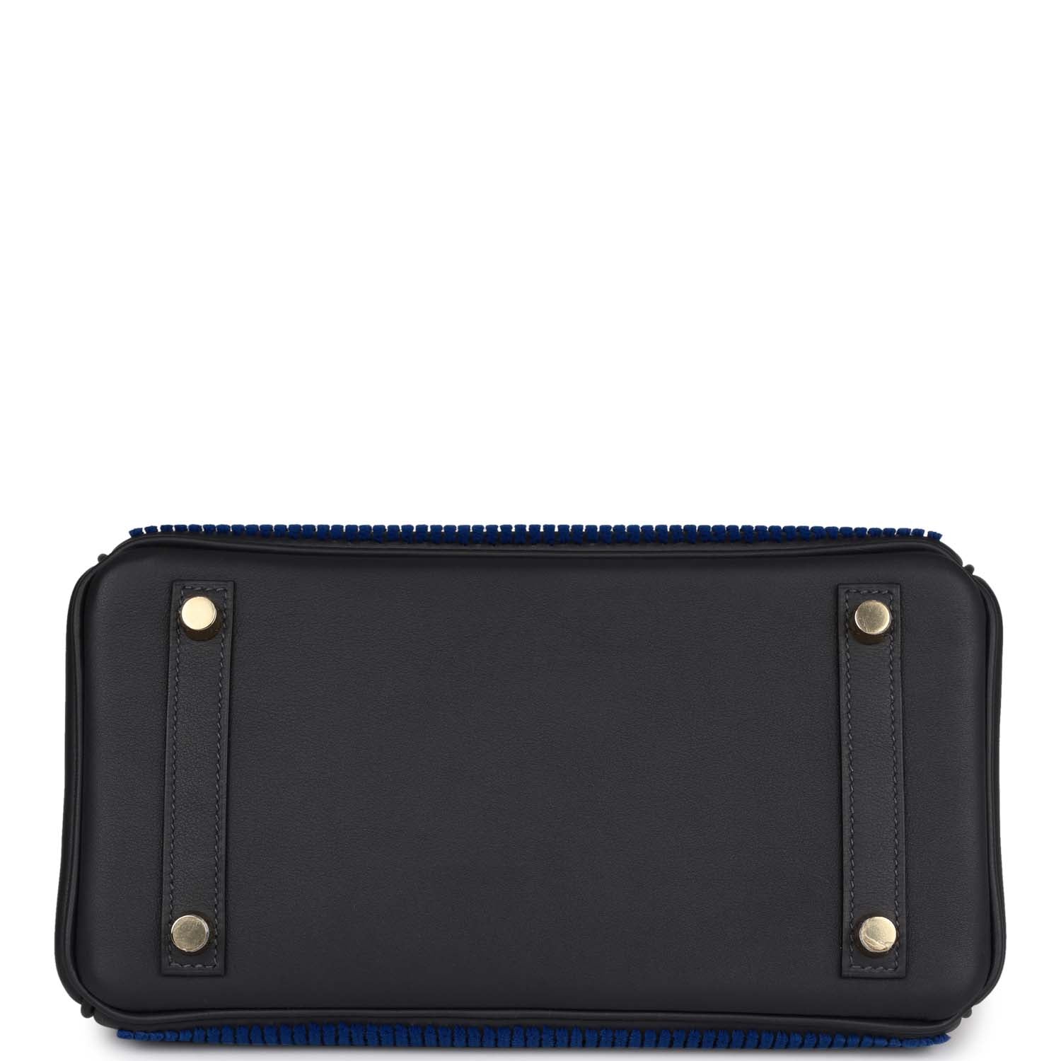 HMS Birkin 25 Cote-a-Cote Tuffetage Bleu Saphir and Caban Swift Permabrass Hardware