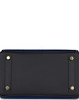 HMS Birkin 25 Cote-a-Cote Tuffetage Bleu Saphir and Caban Swift Permabrass Hardware