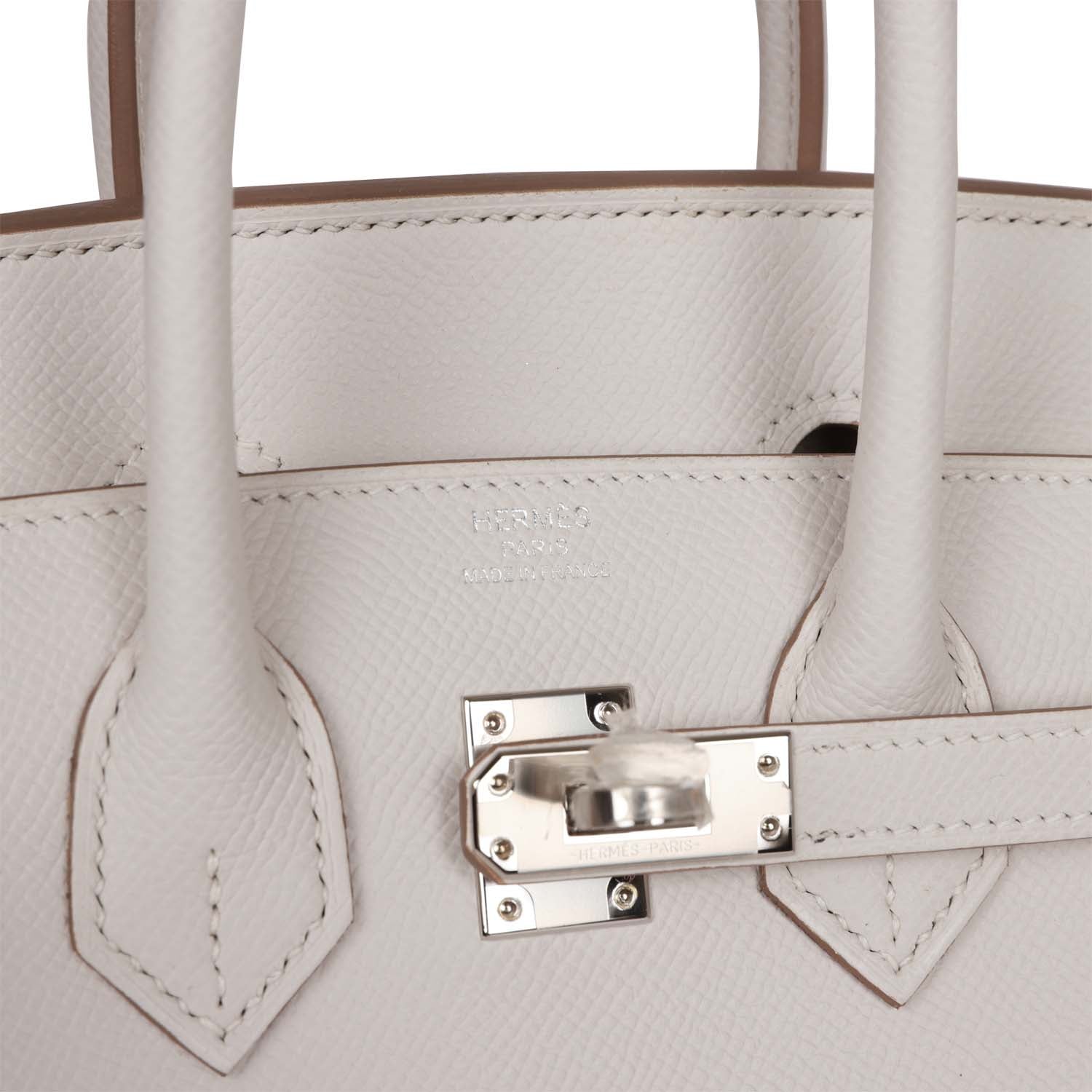HMS Birkin Sellier 25 Gris Pale Epsom Palladium Hardware