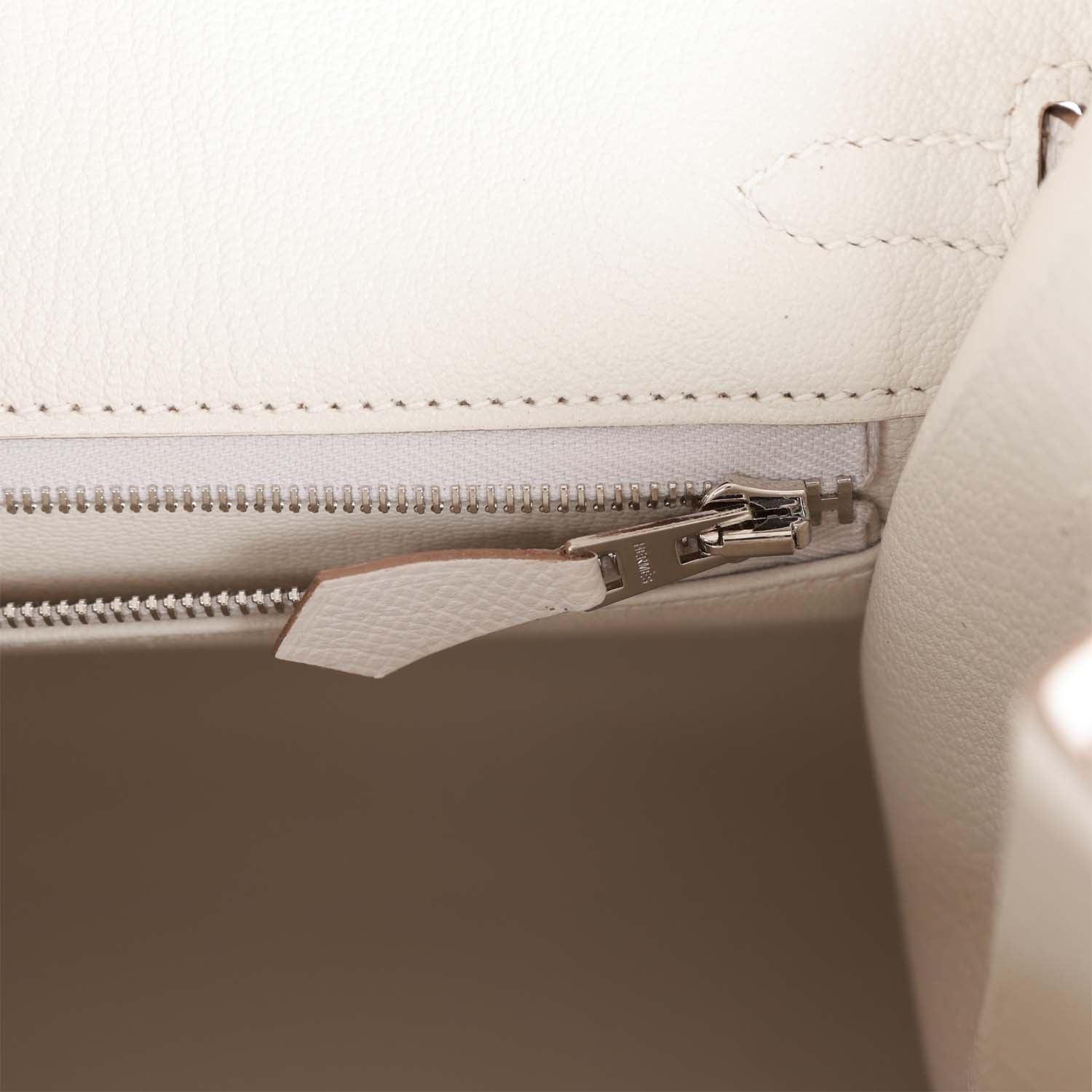 HMS Birkin Sellier 25 Gris Pale Epsom Palladium Hardware