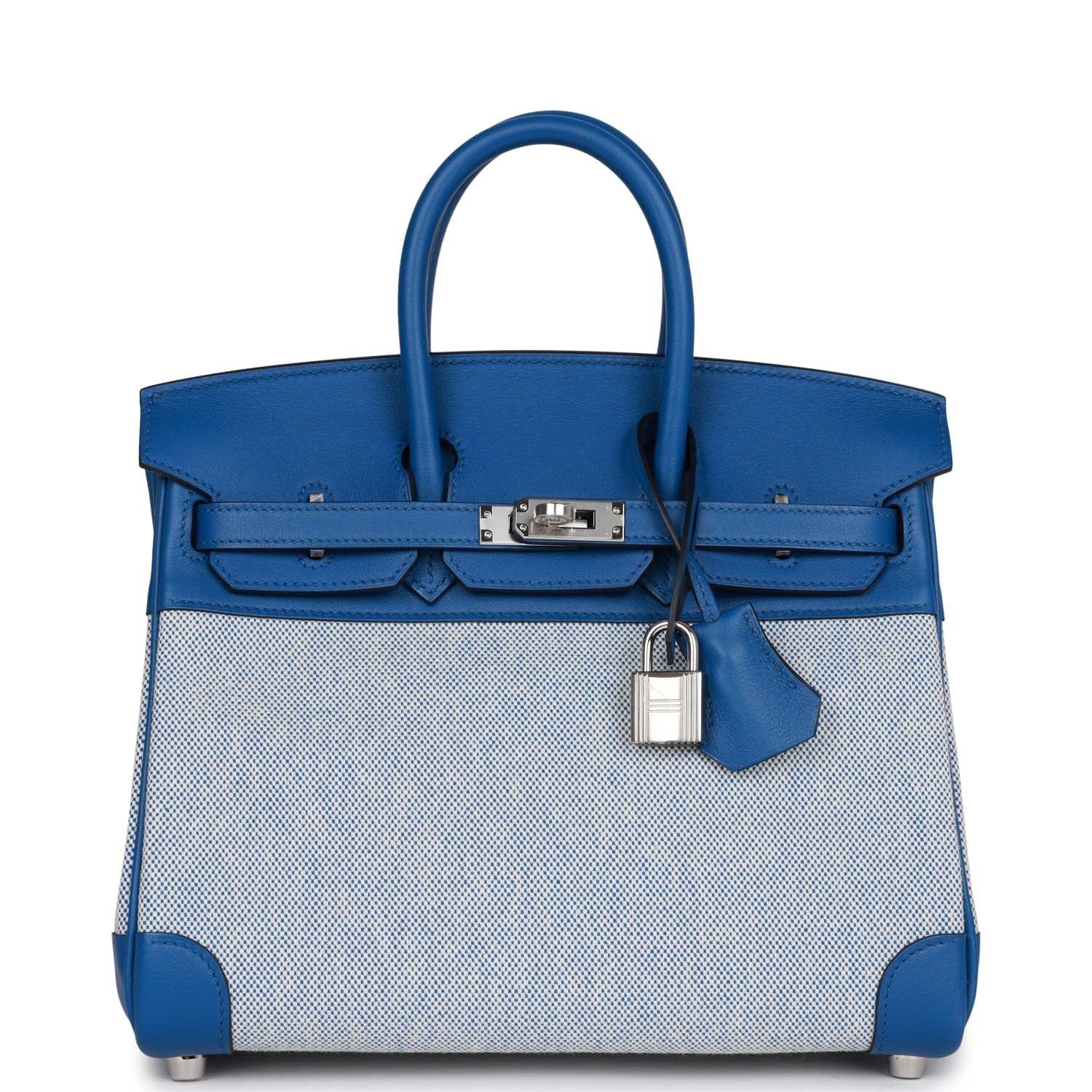 HMS Birkin 25 Bleu Bill Toile H and Bleu France Swift Swift Palladium Hardware