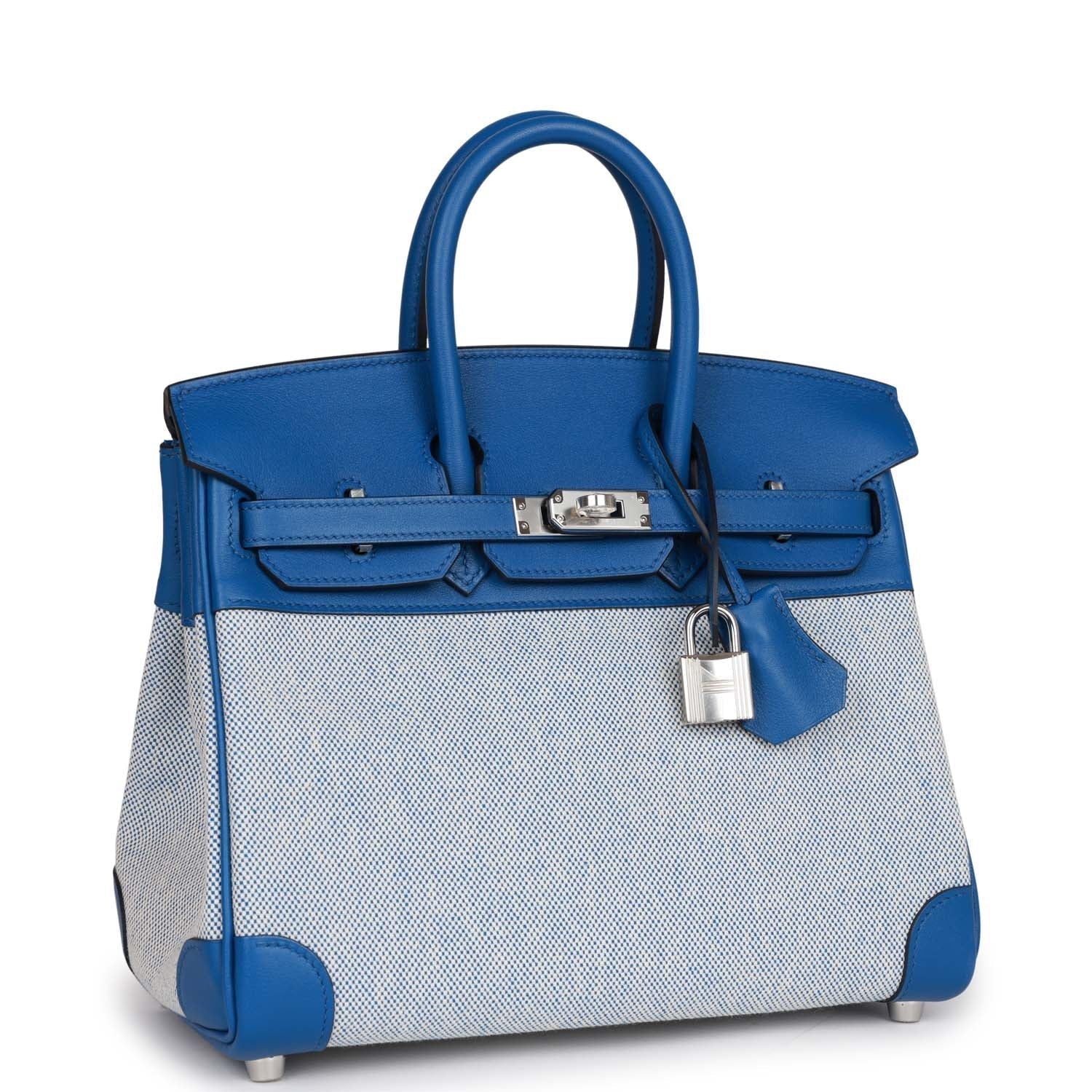 HMS Birkin 25 Bleu Bill Toile H and Bleu France Swift Swift Palladium Hardware