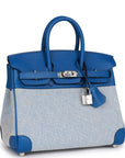 HMS Birkin 25 Bleu Bill Toile H and Bleu France Swift Swift Palladium Hardware