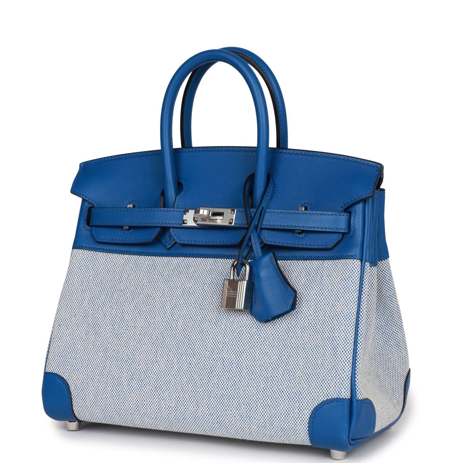 HMS Birkin 25 Bleu Bill Toile H and Bleu France Swift Swift Palladium Hardware