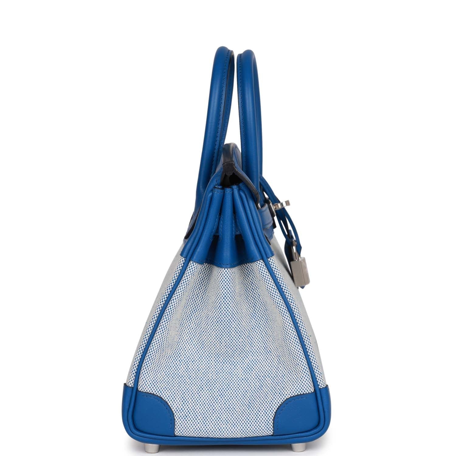 HMS Birkin 25 Bleu Bill Toile H and Bleu France Swift Swift Palladium Hardware