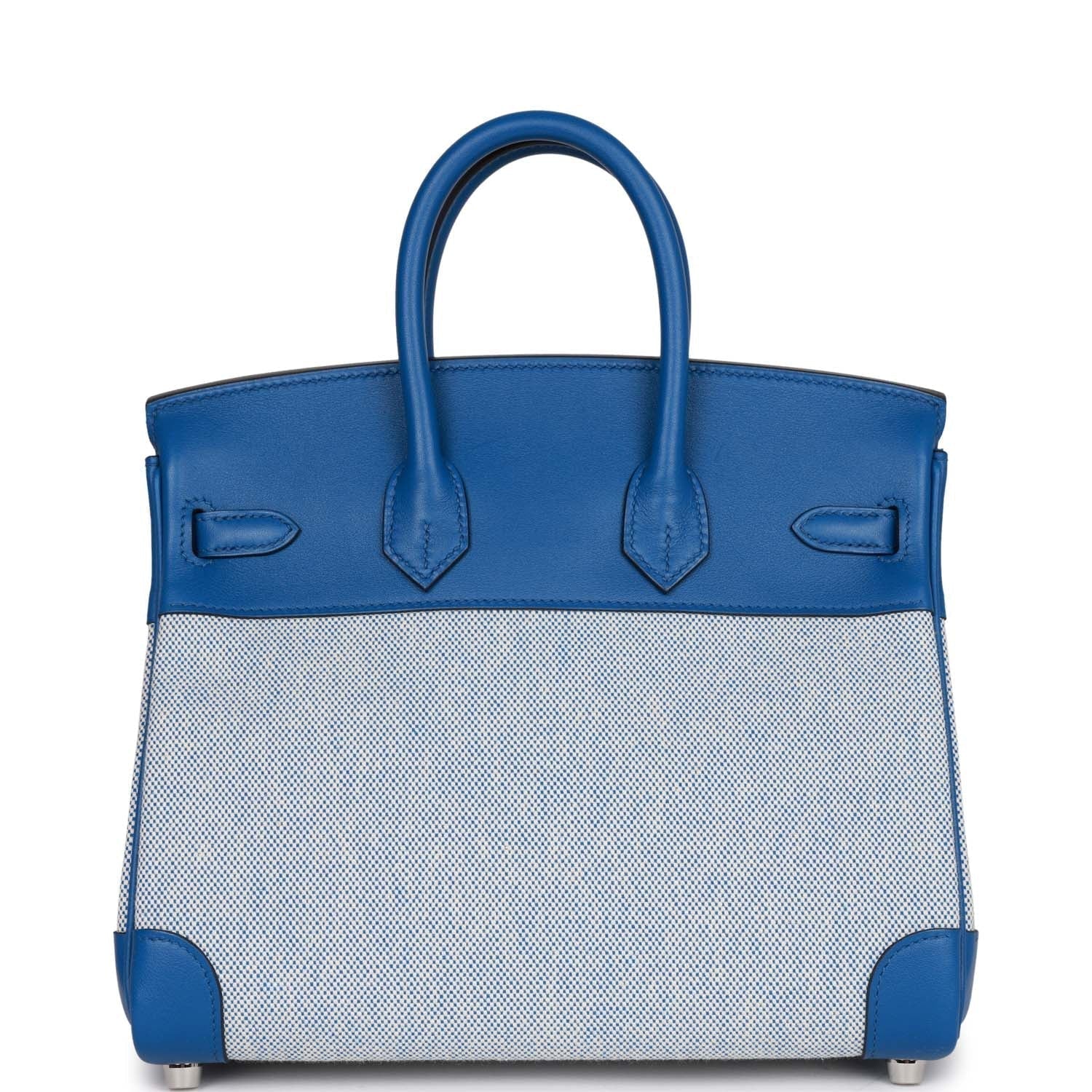 HMS Birkin 25 Bleu Bill Toile H and Bleu France Swift Swift Palladium Hardware