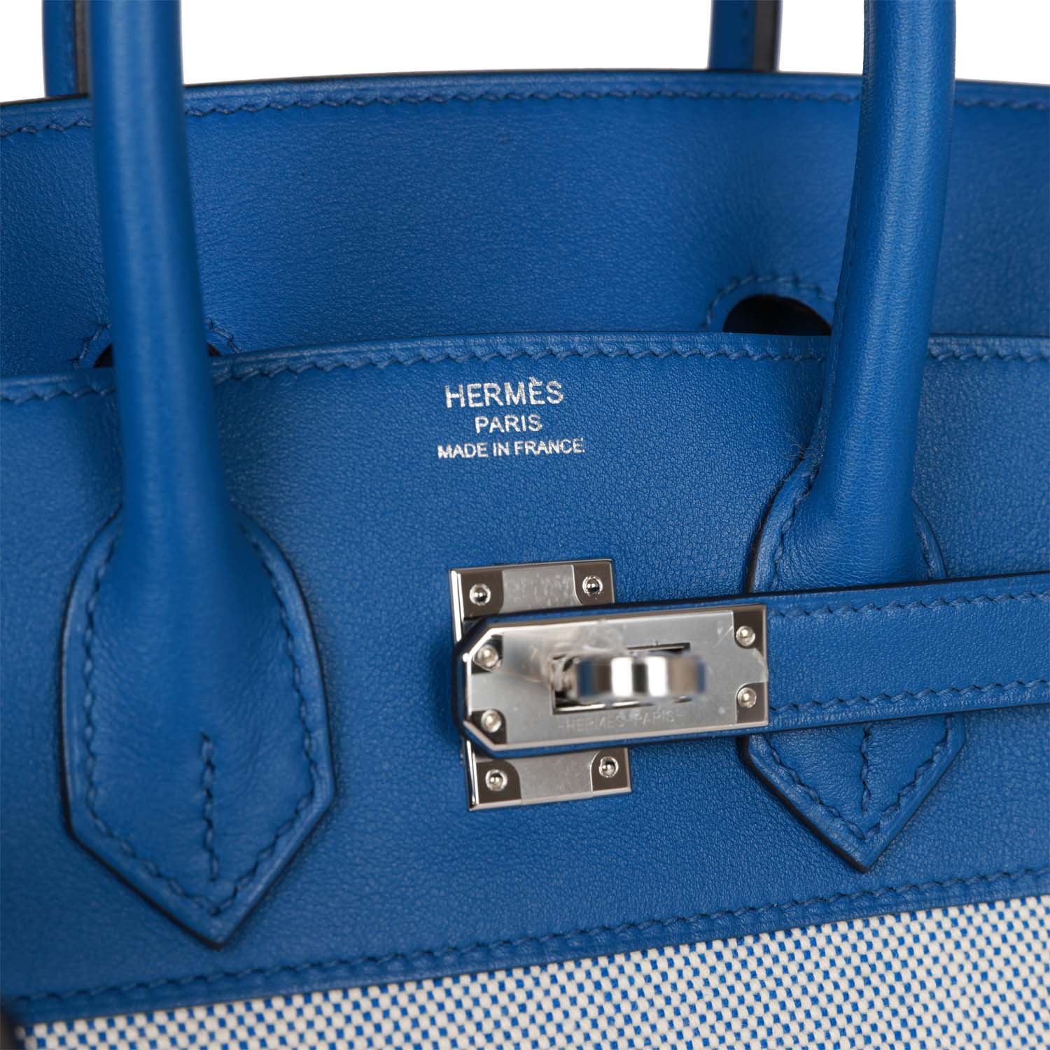 HMS Birkin 25 Bleu Bill Toile H and Bleu France Swift Swift Palladium Hardware