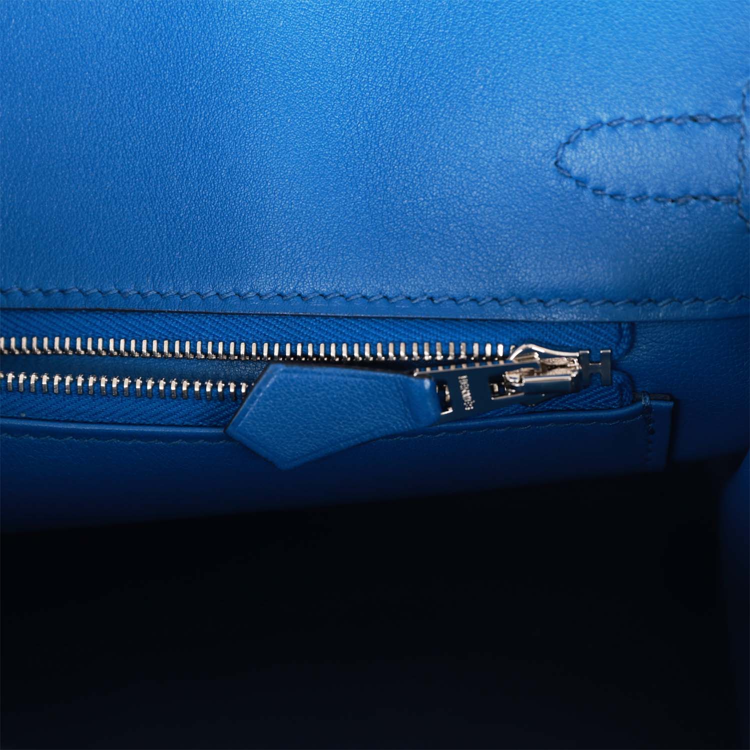 HMS Birkin 25 Bleu Bill Toile H and Bleu France Swift Swift Palladium Hardware