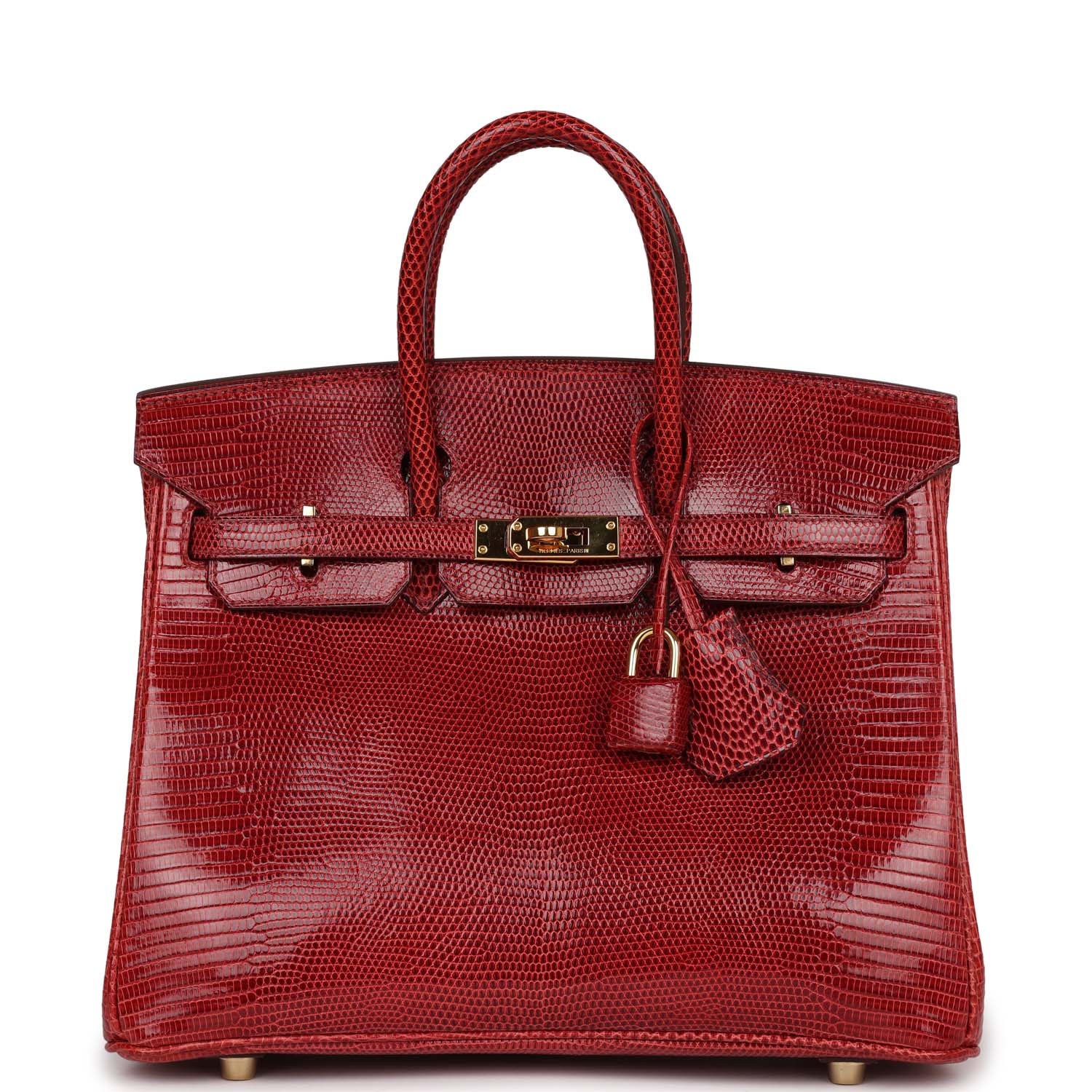 Top Quality HMS Birkin 25 Rouge Moyen Salvator Lizard Gold Hardware