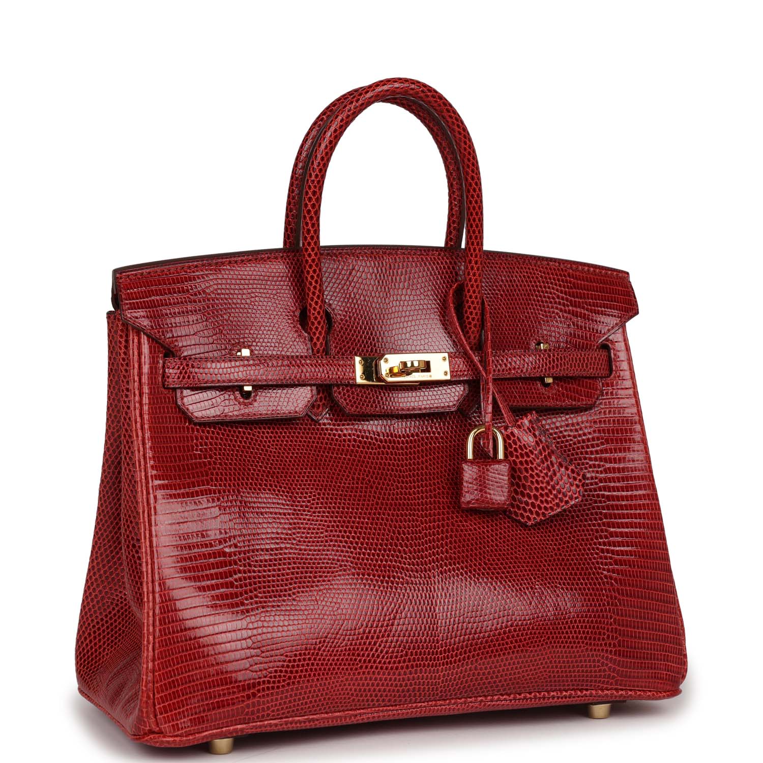 Top Quality HMS Birkin 25 Rouge Moyen Salvator Lizard Gold Hardware