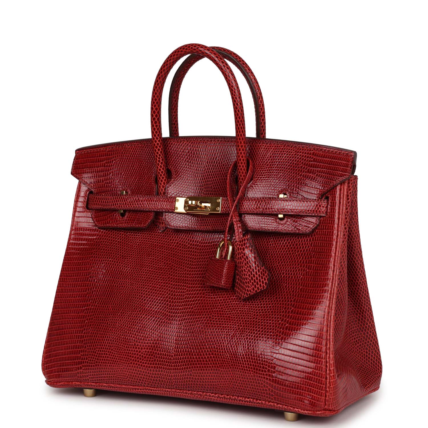 Top Quality HMS Birkin 25 Rouge Moyen Salvator Lizard Gold Hardware