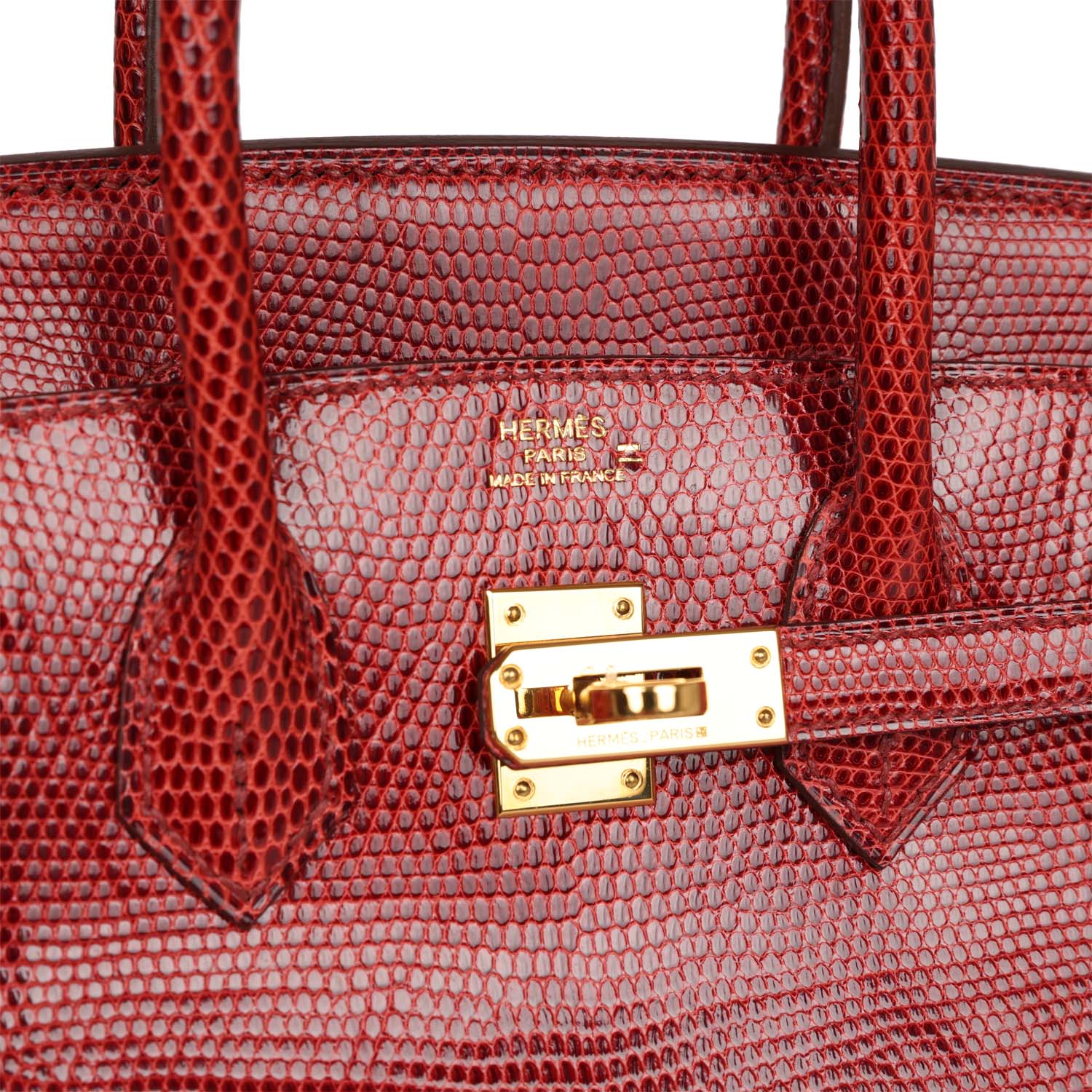 Top Quality HMS Birkin 25 Rouge Moyen Salvator Lizard Gold Hardware