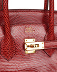 Top Quality HMS Birkin 25 Rouge Moyen Salvator Lizard Gold Hardware