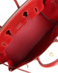 Top Quality HMS Birkin 25 Rouge Moyen Salvator Lizard Gold Hardware