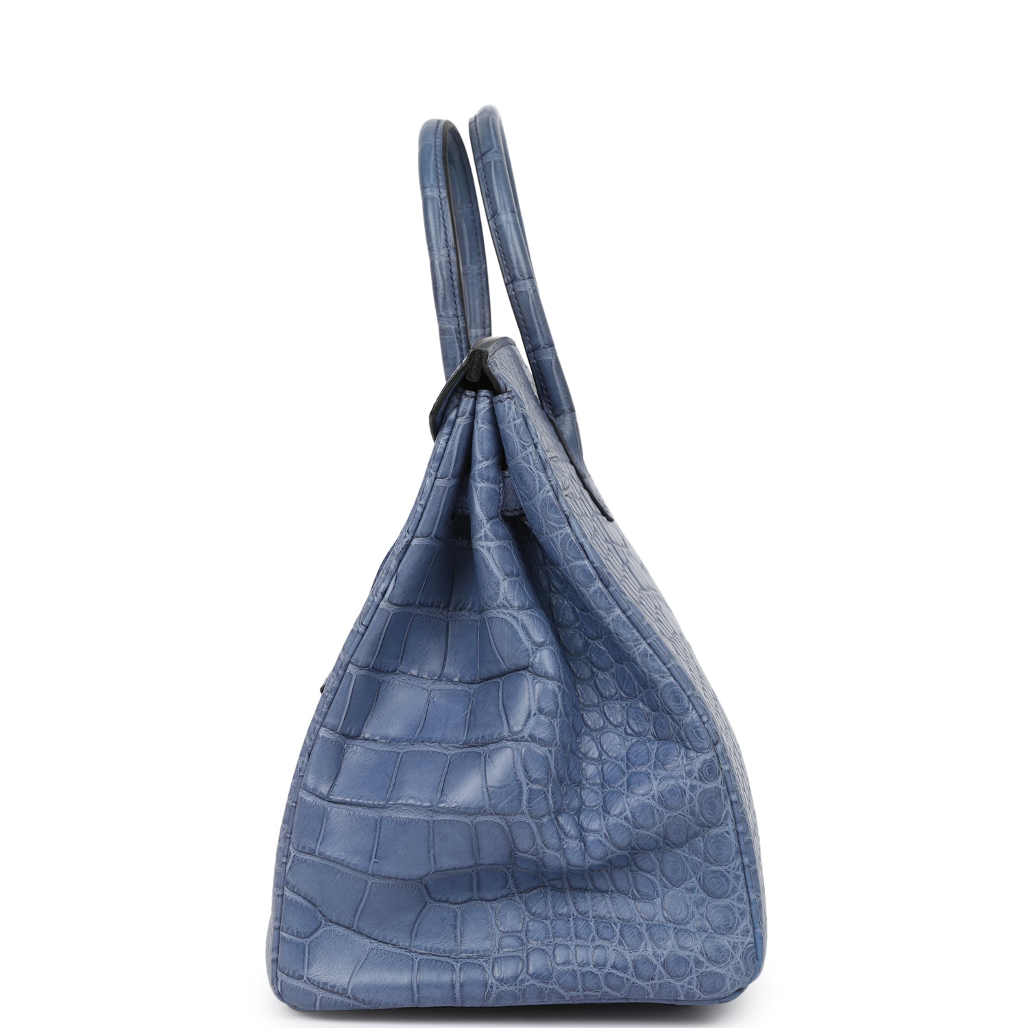 Top Quality HMS Birkin 35 Bleu Brighton Matte Alligator Palladium Hardware